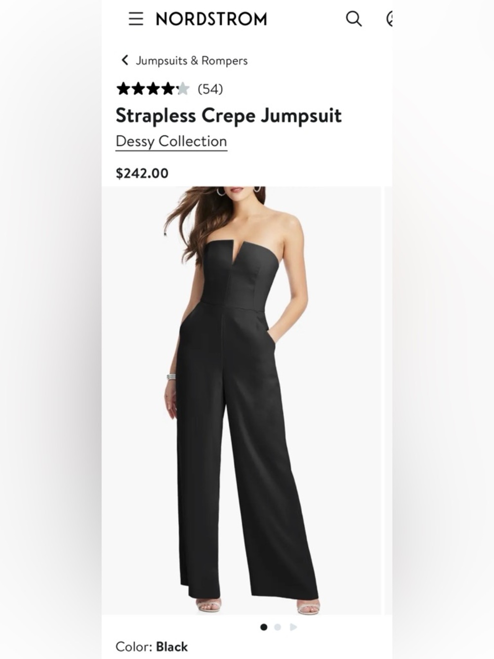 Dessy Collection Black Strapless Jumpsuit